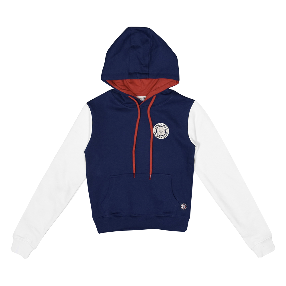 Hoodie blå, röd  och vit retro BARN