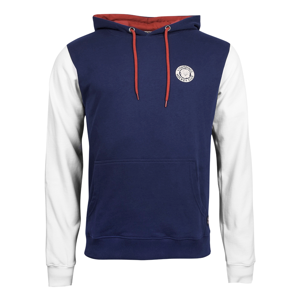 Hoodie blå, röd  och vit retro